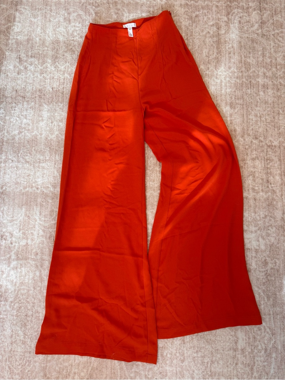 Leith High-Waisted Side-Zip Wide-Leg Trousers in Coral Orange